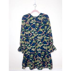 Scotch & Soda Tropical Floral Print Long Sleeve Dress Size XS